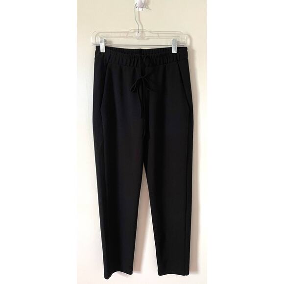ZARA Basic Tie Ankle Dress Pants Black Size Medium NEW - Picture 1 of 7